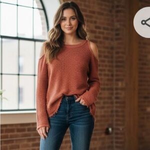 Free People Coral Knit Sweater